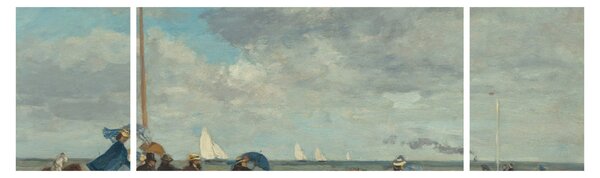 Obraz - Eugène Boudin, Beach at Trouville, reprodukcje (170x50 cm)