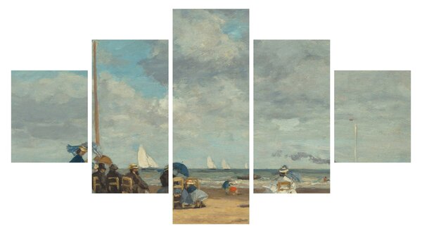 Obraz - Eugène Boudin, Beach at Trouville, reprodukcje (125x70 cm)