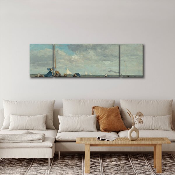 Obraz - Eugène Boudin, Beach at Trouville, reprodukcje (170x50 cm)