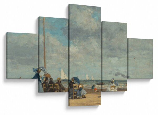 Obraz - Eugène Boudin, Beach at Trouville, reprodukcje (125x70 cm)