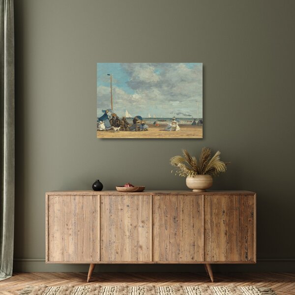 Obraz na szkle - Eugène Boudin, Beach at Trouville, reprodukcje (70x50 cm)