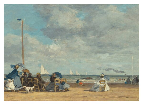 Obraz na szkle - Eugène Boudin, Beach at Trouville, reprodukcje (70x50 cm)