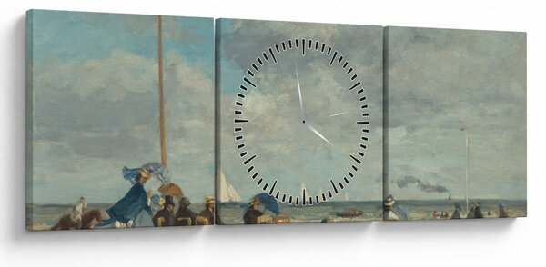 Obraz - Eugène Boudin, Beach at Trouville, reprodukcje (z zegarem) (90x30 cm)