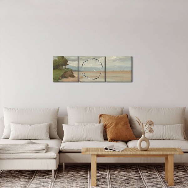 Obraz - Jean-Baptiste-Camille Corot, Beach Near Etretat, reprodukcje (z zegarem) (90x30 cm)