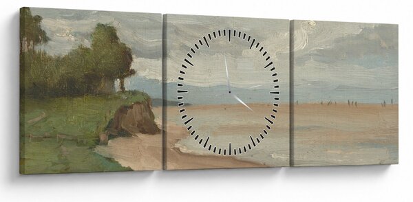 Obraz - Jean-Baptiste-Camille Corot, Beach Near Etretat, reprodukcje (z zegarem) (90x30 cm)