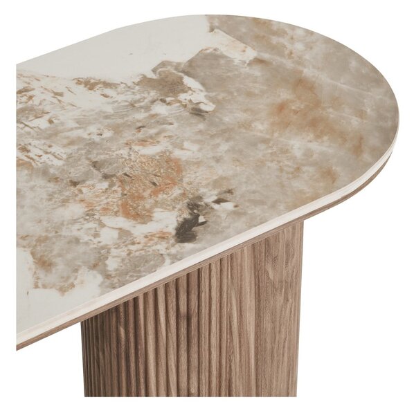 Beżowa/w naturalnym kolorze konsola z blatem w dekorze marmuru 40x120 cm Athens – House Nordic