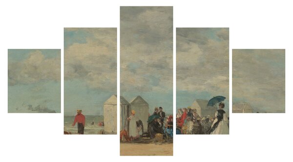Obraz - Eugène Boudin, Beach Scene, reprodukcje (125x70 cm)