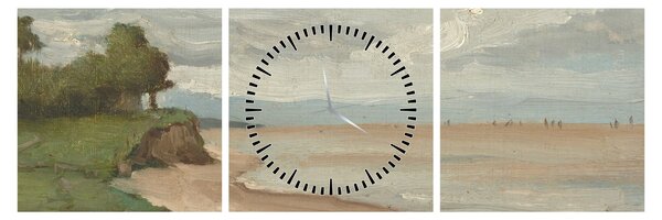 Obraz - Jean-Baptiste-Camille Corot, Beach Near Etretat, reprodukcje (z zegarem) (90x30 cm)