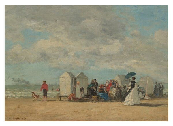 Obraz na szkle - Eugène Boudin, Beach Scene, reprodukcje (70x50 cm)