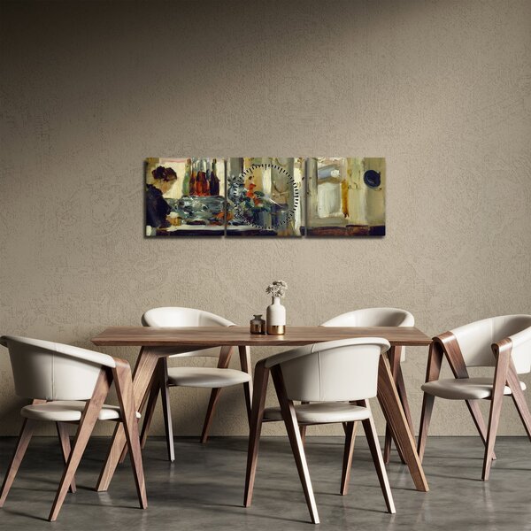 Obraz - Style of Edouard Manet, Bon Bock Cafe, reprodukcje (z zegarem) (90x30 cm)