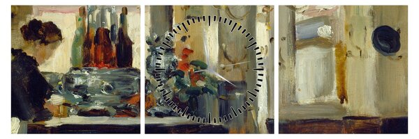 Obraz - Style of Edouard Manet, Bon Bock Cafe, reprodukcje (z zegarem) (90x30 cm)