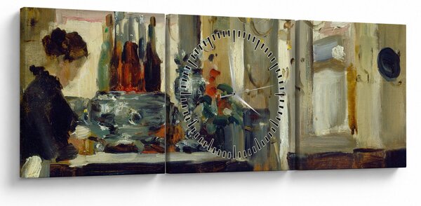 Obraz - Style of Edouard Manet, Bon Bock Cafe, reprodukcje (z zegarem) (90x30 cm)