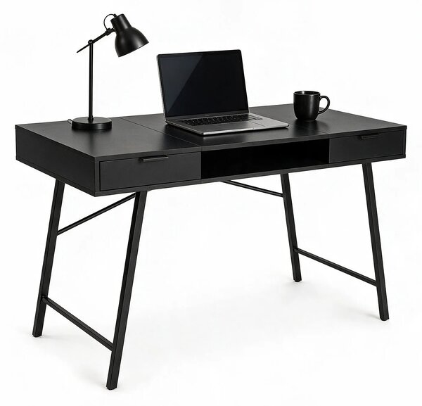 Czarne industrialne biurko z szufladami 120 cm H6-D30