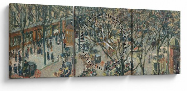 Obraz - Camille Pissarro, Boulevard des Italiens, Morning, Sunlight, reprodukcje (z zegarem) (90x30 cm)