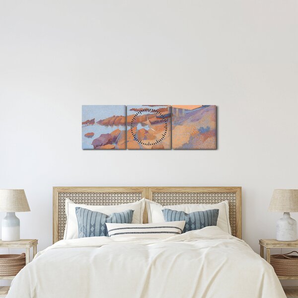 Obraz - Henri Edmond Cross, Calanque des Antibois, reprodukcje (z zegarem) (90x30 cm)