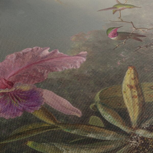 Obraz - Martin Johnson Heade, Cattleya Orchid and Three Hummingbirds, reprodukcje (170x50 cm)