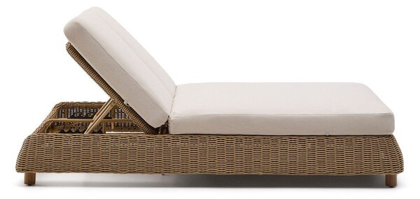 Ceglasty dwuosobowy rattanowy regulowany leżak ogrodowy Meria – Kave Home