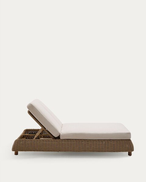 Ceglasty dwuosobowy rattanowy regulowany leżak ogrodowy Meria – Kave Home