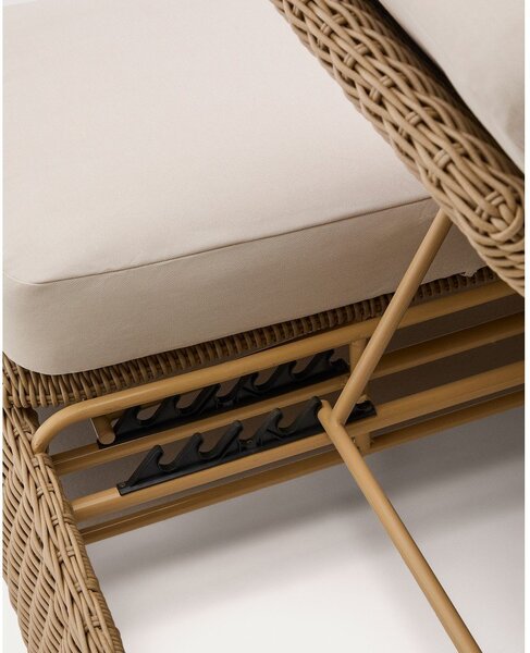 Ceglasty dwuosobowy rattanowy regulowany leżak ogrodowy Meria – Kave Home