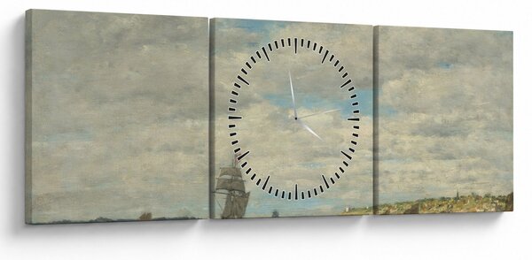 Obraz - Eugène Boudin, Coast of Brittany, reprodukcje (z zegarem) (90x30 cm)
