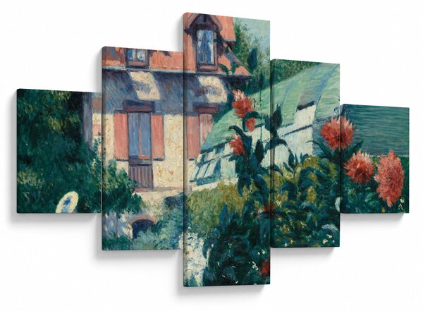 Obraz - Gustave Caillebotte, Dahlias, Garden at Petit Gennevilliers, reprodukcje (125x70 cm)