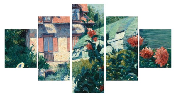 Obraz - Gustave Caillebotte, Dahlias, Garden at Petit Gennevilliers, reprodukcje (125x70 cm)