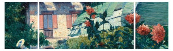 Obraz - Gustave Caillebotte, Dahlias, Garden at Petit Gennevilliers, reprodukcje (170x50 cm)