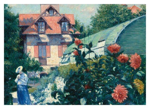 Obraz na szkle - Gustave Caillebotte, Dahlias, Garden at Petit Gennevilliers, reprodukcje (70x50 cm)