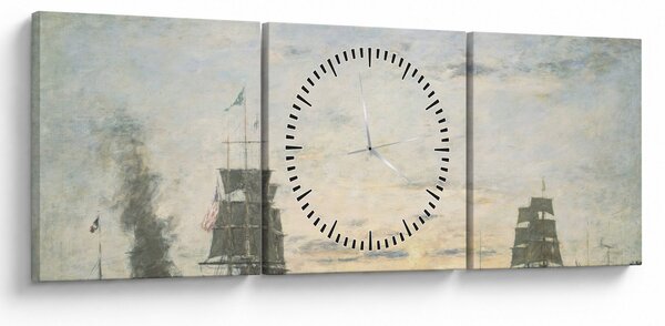 Obraz - Eugène Boudin, Entrance to the Harbor, Le Havre, reprodukcje (z zegarem) (90x30 cm)