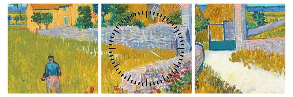 Obraz - Vincent van Gogh, Farmhouse in Provence, reprodukcje (z zegarem) (90x30 cm)