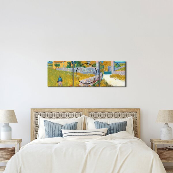 Obraz - Vincent van Gogh, Farmhouse in Provence, reprodukcje (z zegarem) (90x30 cm)