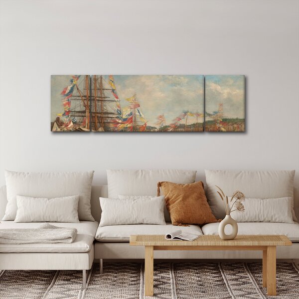 Obraz - Eugène Boudin, Festival in the Harbor of Honfleur, reprodukcje (170x50 cm)