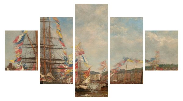 Obraz - Eugène Boudin, Festival in the Harbor of Honfleur, reprodukcje (125x70 cm)