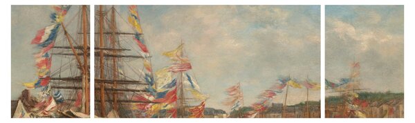 Obraz - Eugène Boudin, Festival in the Harbor of Honfleur, reprodukcje (170x50 cm)