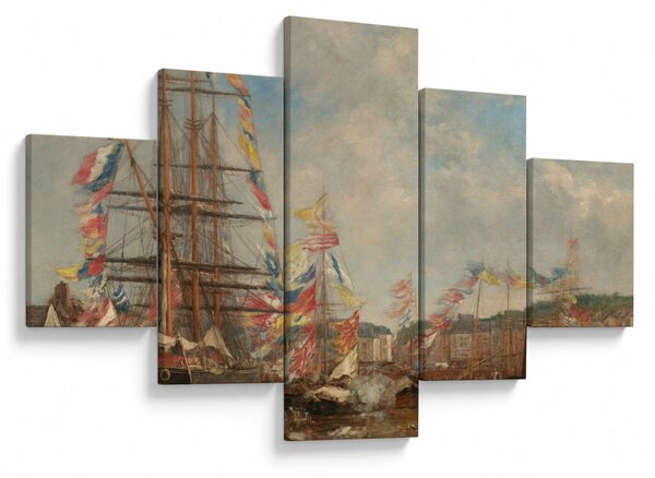 Obraz - Eugène Boudin, Festival in the Harbor of Honfleur, reprodukcje (125x70 cm)