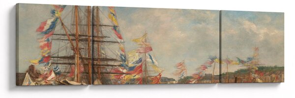 Obraz - Eugène Boudin, Festival in the Harbor of Honfleur, reprodukcje (170x50 cm)