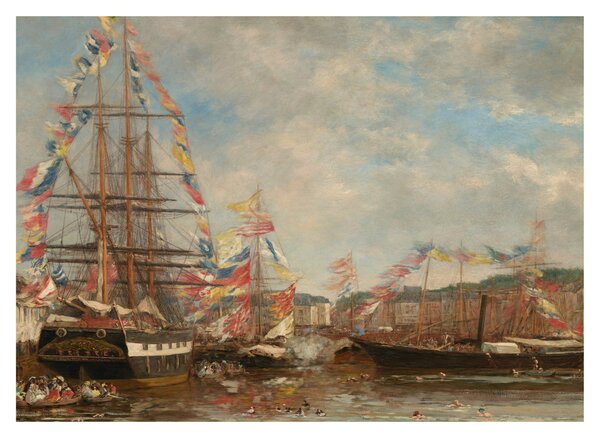 Obraz - Eugène Boudin, Festival in the Harbor of Honfleur, reprodukcje (70x50 cm)