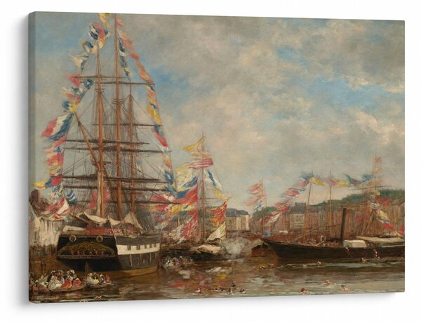 Obraz - Eugène Boudin, Festival in the Harbor of Honfleur, reprodukcje (70x50 cm)