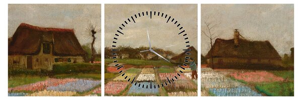 Obraz - Vincent van Gogh, Flower Beds in Holland, reprodukcje (z zegarem) (90x30 cm)