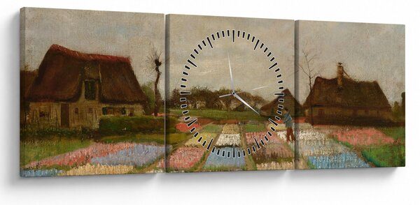 Obraz - Vincent van Gogh, Flower Beds in Holland, reprodukcje (z zegarem) (90x30 cm)