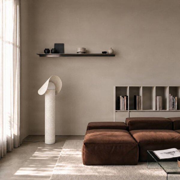 Lampa stojąca Tamani Lucande, możliwość ściemniania, kremowy / amber, salon / jadalnia, tkanina / materiał / jedwab, design