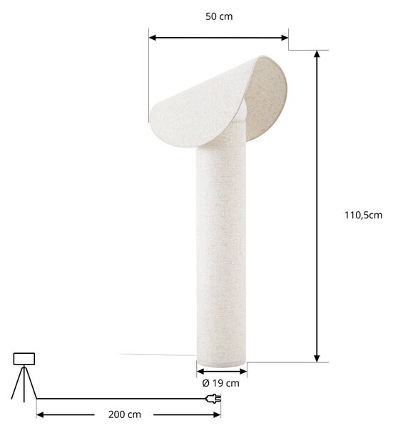 Lampa stojąca Tamani Lucande, możliwość ściemniania, kremowy / amber, salon / jadalnia, tkanina / materiał / jedwab, design