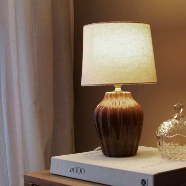 PR Home Lampa stołowa Lyon, brązowy / rdzawy, przedpokój, ceramika, skandynawski