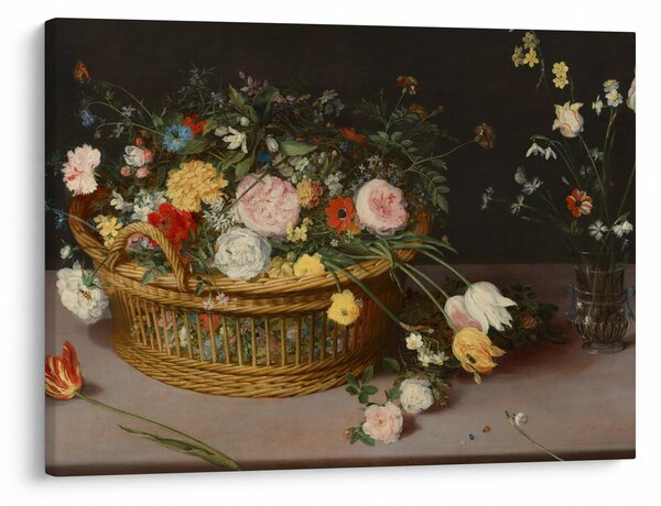 Obraz - Jan Brueghel the Elder, Flowers in a Basket and a Vase, reprodukcje (70x50 cm)
