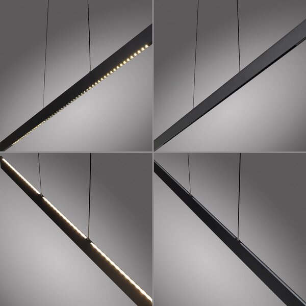 JUST LIGHT. GmbH Lampa wisząca Adina, czarny, salon / jadalnia, aluminium, nowoczesny