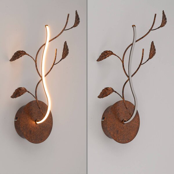 JUST LIGHT. GmbH Kinkiet Aurelia, brązowy / rdzawy, salon / jadalnia, metal, florentyński