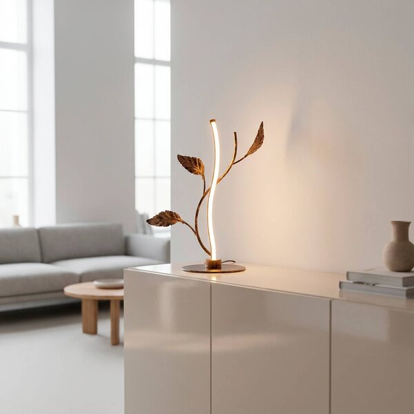 JUST LIGHT. GmbH Lampa stołowa Aurelia, możliwość ściemniania, brązowy / rdzawy, salon / jadalnia, metal, florentyński