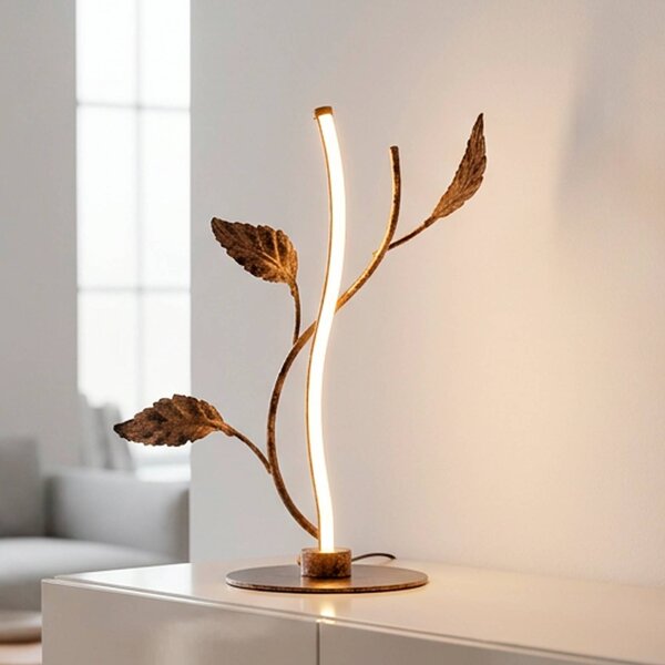 JUST LIGHT. GmbH Lampa stołowa Aurelia, możliwość ściemniania, brązowy / rdzawy, salon / jadalnia, metal, florentyński