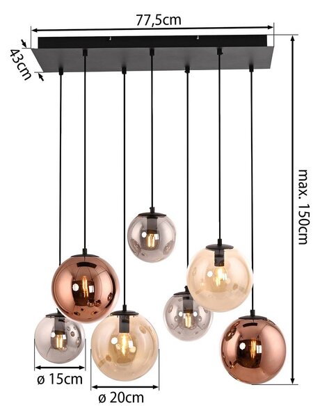 JUST LIGHT. GmbH Lampa wisząca Shiny, możliwość ściemniania, multikolor, salon / jadalnia, szkło