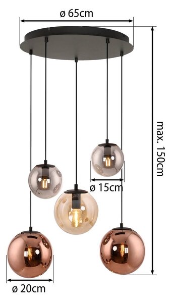 JUST LIGHT. GmbH Lampa wisząca Shiny, możliwość ściemniania, multikolor, salon / jadalnia, szkło